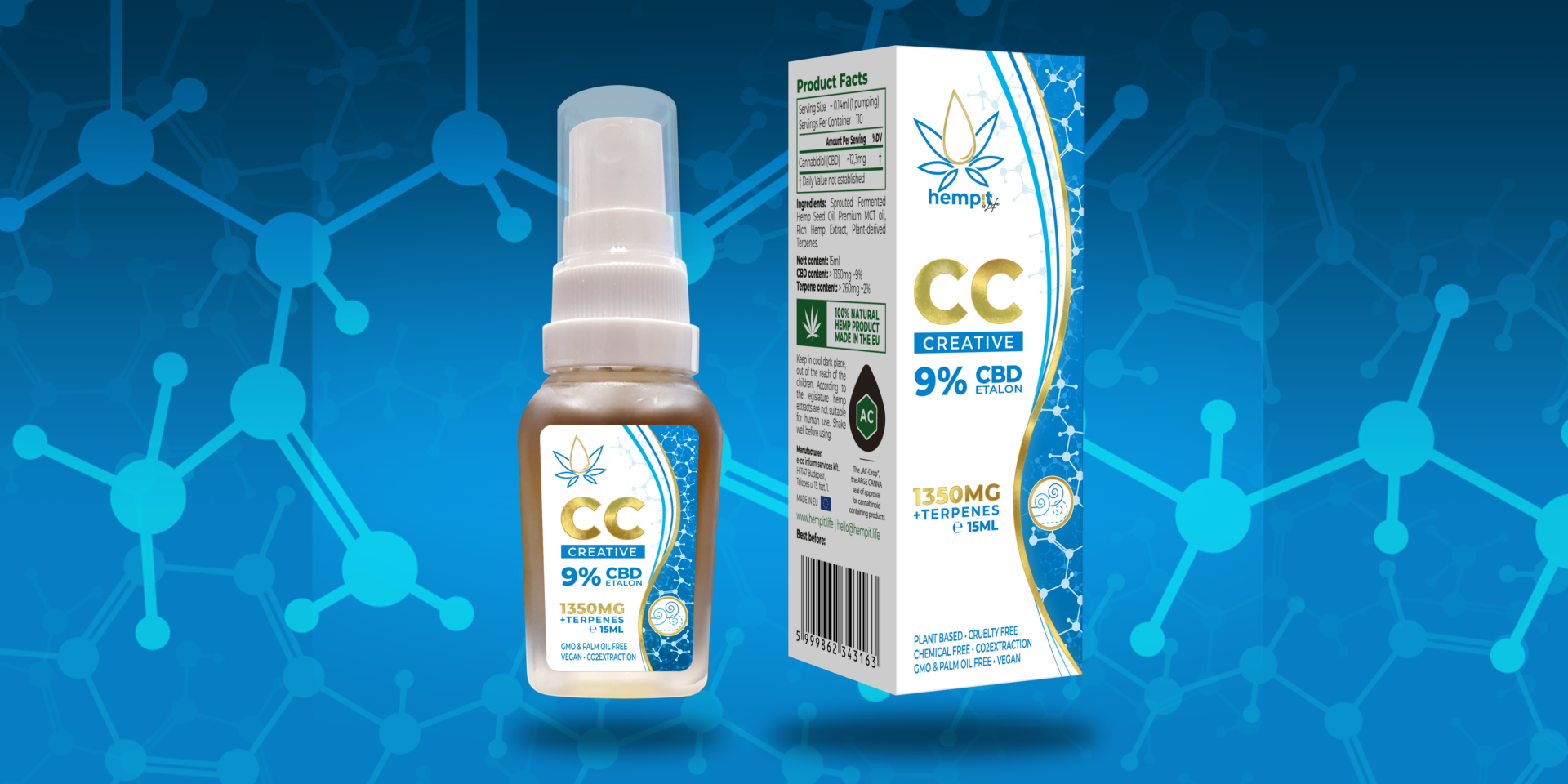 HEMPIT HEMP!TERP Creative 9% CBD Ulei cu terpene